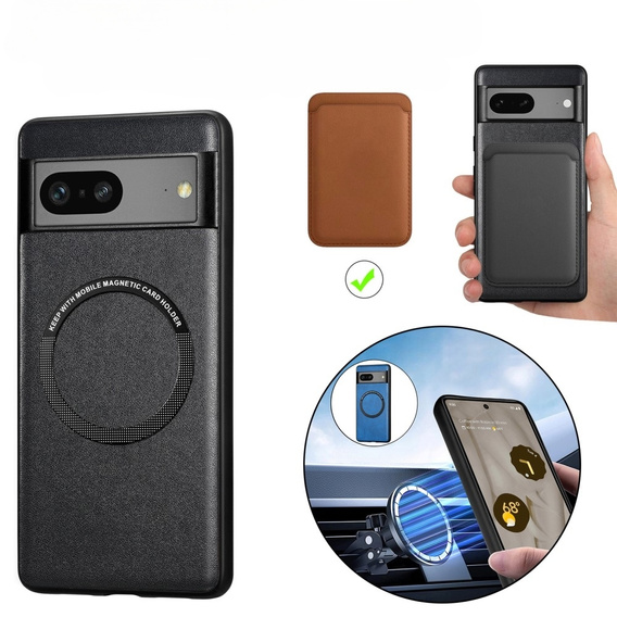 Θήκη για Google Pixel 7A, Leather Hybrid MagSafe, μαύρη