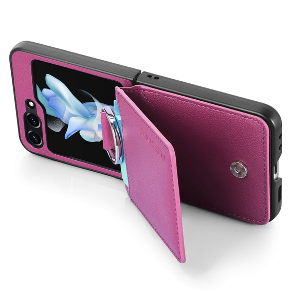 Θήκη για Samsung Galaxy Z Flip7 FE / Z Flip6, Card Slot Ring Case, μωβ
