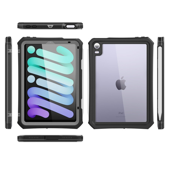 Αδιάβροχη θήκη IP68 για το iPad mini 8.3" 2021 (6 gen.) / iPad mini 8.3" 2024 (7 gen.), μαύρη