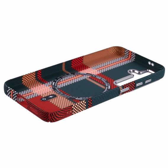 Θήκη για Samsung Galaxy S25, ανθρακονήματα MagSafe, κόκκινο / πράσινο