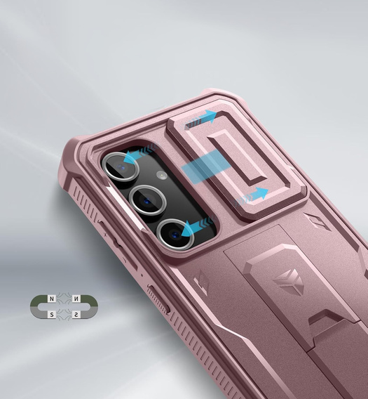 Θωρακισμένη θήκη για Samsung Galaxy S24 FE, Dexnor Full Body (Two Frames), ροζ rose gold