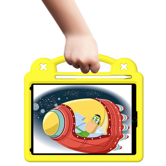 Παιδική θήκη για iPad 10.2" 2021/2020/2019 (9/8/7 gen.) / Air 10.5" 2019 (3 gen.), Cute Patterns, με βάση, κίτρινη