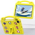 Παιδική θήκη για iPad 10.9 2022 10 Gen, Cute Patterns, με βάση, κίτρινη