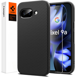 θήκη Spigen για Google Pixel 9A, Liquid Air, μαύρη + μετριασμένο γυαλί 9H