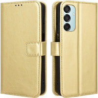 Θήκη με πτερύγιο για Samsung Galaxy M15 5G, Crazy Horse Wallet, χρυσή