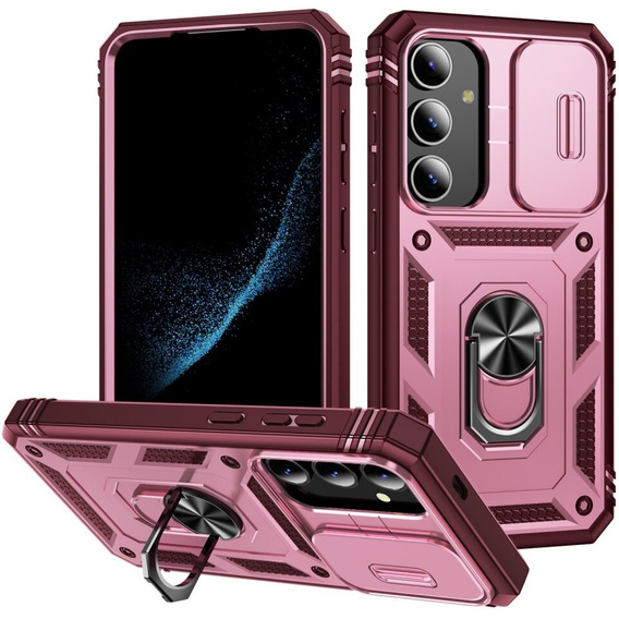 Θήκη για Samsung Galaxy S24+ Plus, CamShield Slide, ροζ / κόκκινο