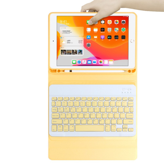 Θήκη + πληκτρολόγιο iPad 10.2 2019 / 2020 / 2021, κίτρινη