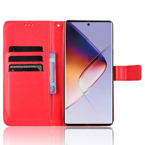 Θήκη με πτερύγιο για Infinix Note 40 Pro, Crazy Horse Wallet, κόκκινη