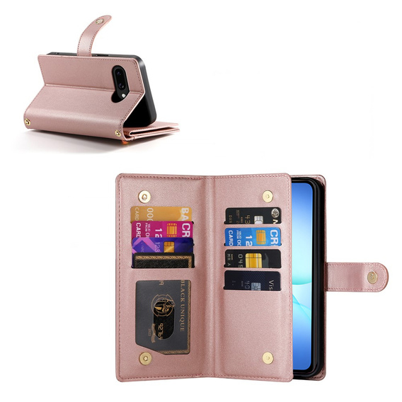 Πορτοφόλι φερμουάρ τσέπη flip περίπτωση για Samsung Galaxy A17 5G, πορτοφόλι φερμουάρ τσέπη, πορτοφόλι, ροζ