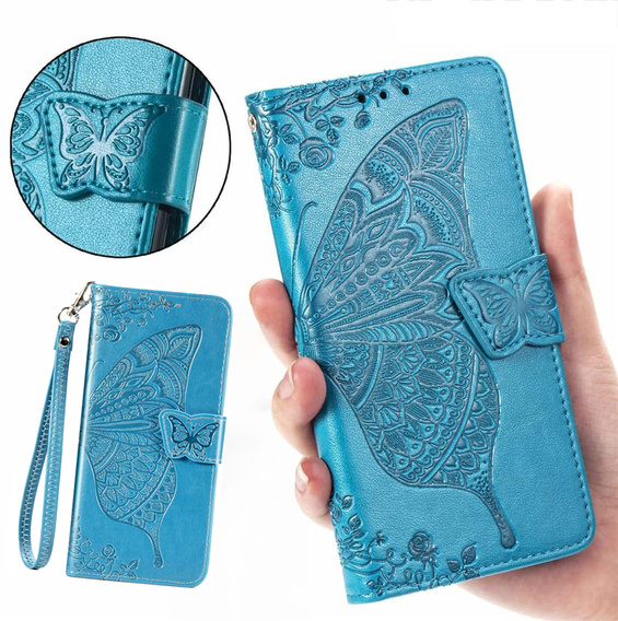Θήκη με πτερύγιο για Realme 14X / Realme C75, Butterfly, μπλε