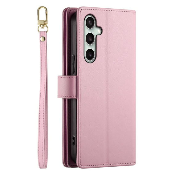 Θήκη με πτερύγιο για Samsung Galaxy S24 FE, Wallet Zipper Pocket, ροζ