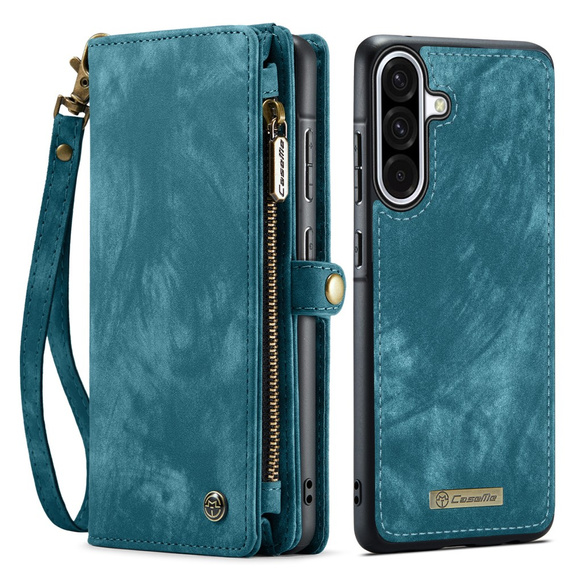 CASEME θήκη για Samsung Galaxy A56 5G, Retro Leather Wallet, με λουράκι, πράσινη