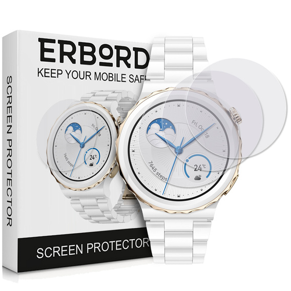 3x Φύλλο υδρογέλης ERBORD για Huawei Watch GT 3 Pro 43mm