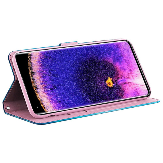 Θήκη με πτερύγιο για Oppo A17, Wallet Light Spots Decor Butterfly, μπλε