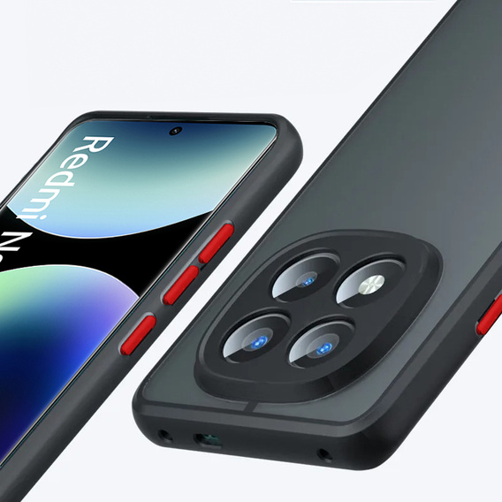 θήκη σιλικόνης για Xiaomi Redmi Note 14 Pro+ 5G, με προστασία κάμερας, διαφανής / μαύρη + γυαλί 9H, μετριασμένο