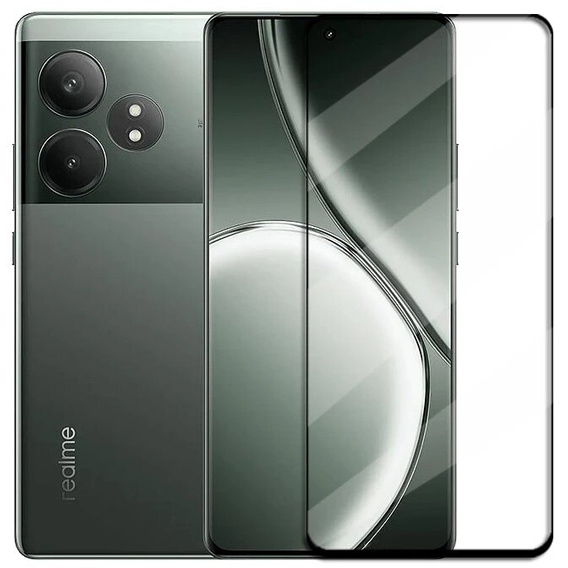 Μετριασμένο γυαλί 3D για Realme GT 6 / 6T, μαύρο πλαίσιο