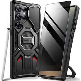 Θήκη για Samsung Galaxy S25 Ultra, Tongate MECH MagSafe Series, Μαύρο + 9H Tempered Glass