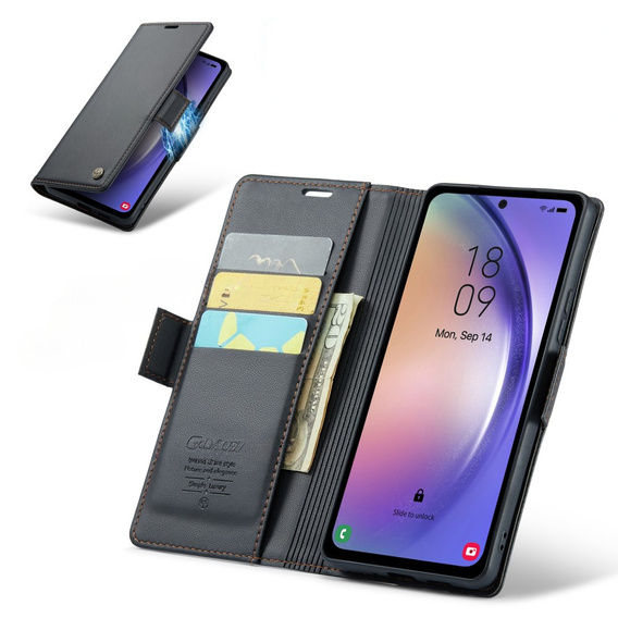 CASEME flip case για Samsung Galaxy A54 5G, Litchi Wallet, μαύρη