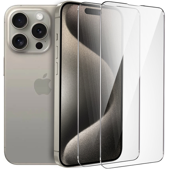 2x Μετριασμένο γυαλί για iPhone 15 Pro, ERBORD 9H Hard Glass στην οθόνη