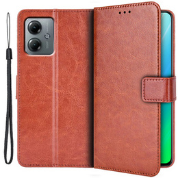Θήκη με πτερύγιο για Motorola Moto G14, Crazy Horse Wallet, καφέ