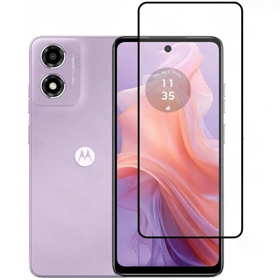 Μετριασμένο γυαλί 3D για Motorola Moto E14, μαύρο πλαίσιο