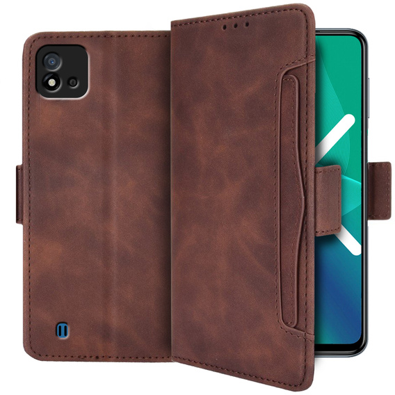 Θήκη με πτερύγιο για Realme C11 2021 / C20 / C20A, Card Slot, καφέ