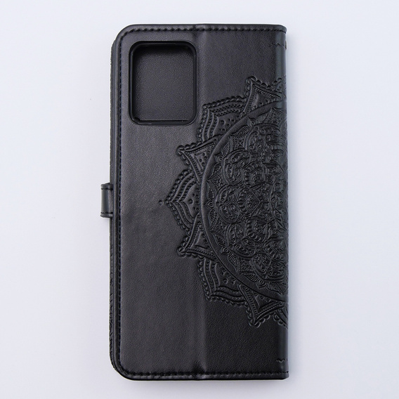Θήκη με πτερύγιο για Motorola Moto G54 5G, Mandala, μαύρη
