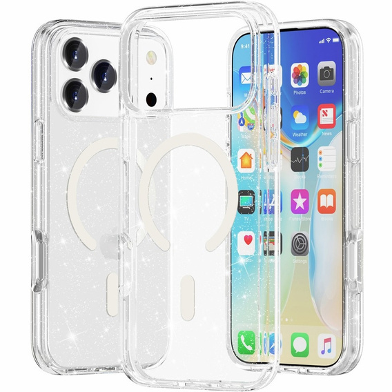 Θήκη για iPhone 17 Pro Max, για MagSafe, αστραφτερό - διάφανο