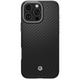 θήκη Spigen για iPhone 16 Pro Max, Enzo Aramid MagSafe, Μαύρο άνθρακα / ασημί + γυαλί 9H tempered glass