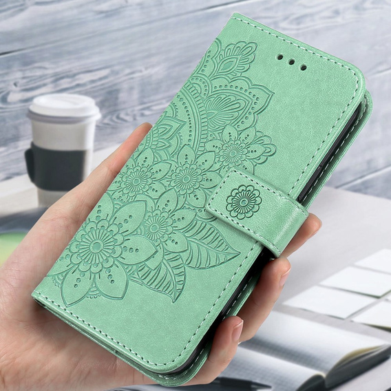Θήκη με πτερύγιο για Samsung Galaxy A54 5G, Mandala Flower, πράσινη