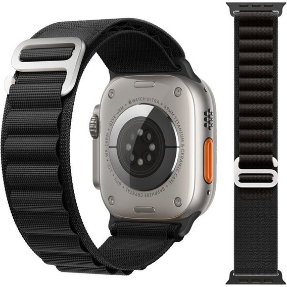 Pasek nylonowy do Apple Watch 1/2/3/4/5/6/7/8/SE 38/40/41/mm, Czarny