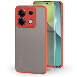 Θήκη σιλικόνης για Xiaomi Redmi Note 13 Pro 5G, με προστασία κάμερας, διαφανές / κόκκινο + Tempered Glass 9H