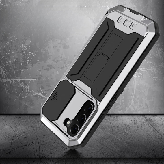 Θωρακισμένη θήκη για Samsung Galaxy S22, R-JUST CamShield Slide, ασημένια