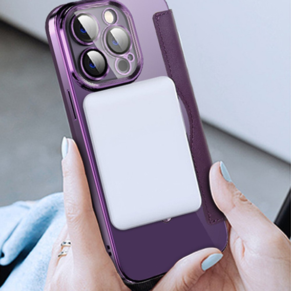 Θήκη με πτερύγιο για iPhone 13 Pro, RFID Wallet MagSafe CamShield, μωβ