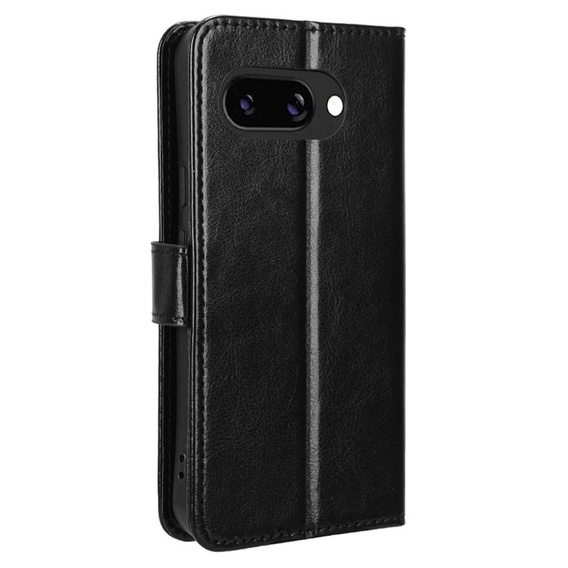 Θήκη με πτερύγιο για Google Pixel 9A, Crazy Horse Wallet, μαύρη