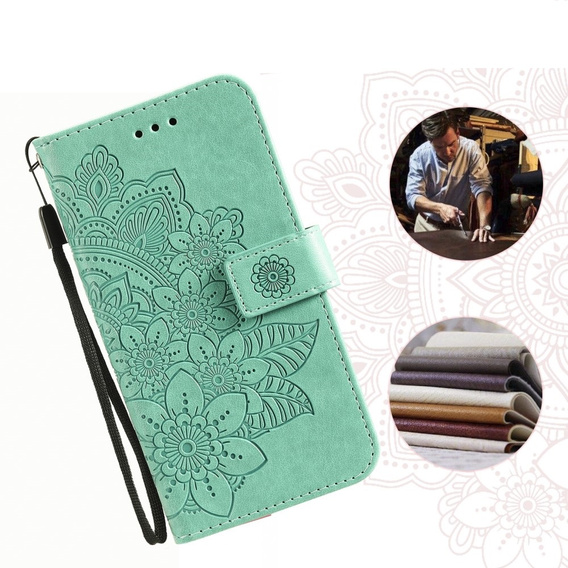 Θήκη με πτερύγιο για Xiaomi Redmi Note 13 5G, Mandala, πράσινη