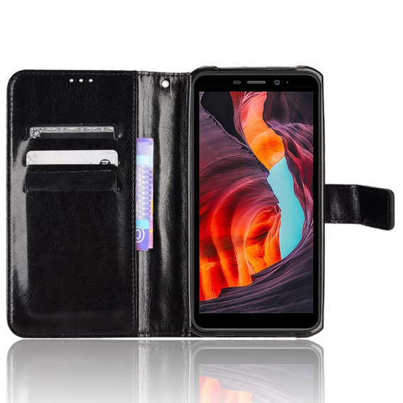 Θήκη με πτερύγιο για Ulefone Armor X10 / X10 Pro, Crazy Horse Wallet, μαύρη