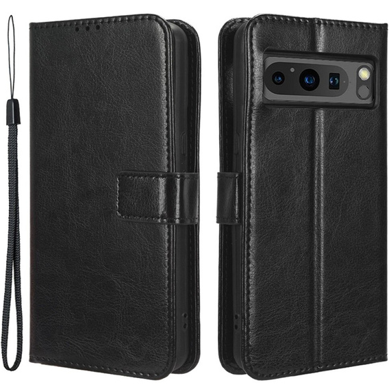 Θήκη με πτερύγιο για Google Pixel 8 Pro, Crazy Horse Wallet, μαύρη