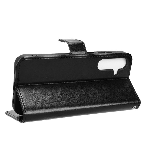 Θήκη με πτερύγιο για Samsung Galaxy A25 5G, Crazy Horse Wallet, μαύρη