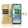 Θήκη με πτερύγιο για Xiaomi Redmi A5, Crazy Horse Wallet, χρυσή