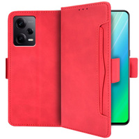 Θήκη με πτερύγιο για Xiaomi Redmi Note 12 5G / POCO X5 5G, Card Slot, κόκκινη