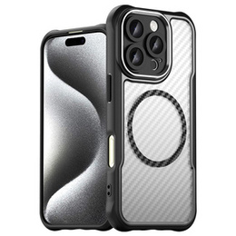 Θήκη για iPhone 16 Pro, Fusion Hybrid Carbon, για MagSafe, μαύρη