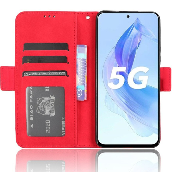 Θήκη με πτερύγιο για Honor 90 Lite 5G, Card Slot, κόκκινη