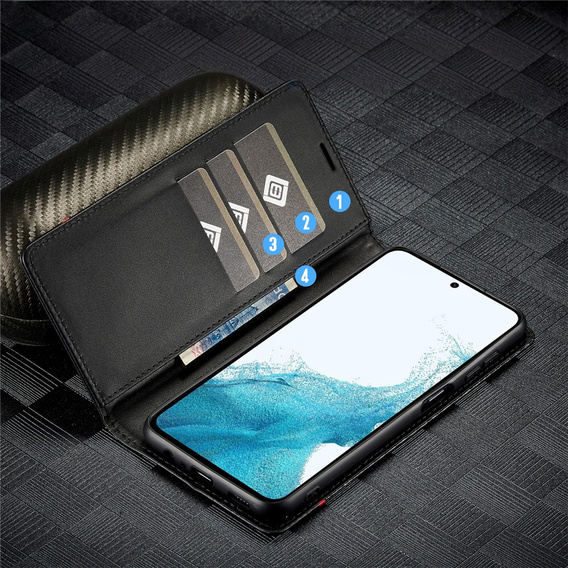 Θήκη LC.IMEEKE με πτερύγιο για Samsung Galaxy A17 5G, ανθρακονημάτινη, μαύρο