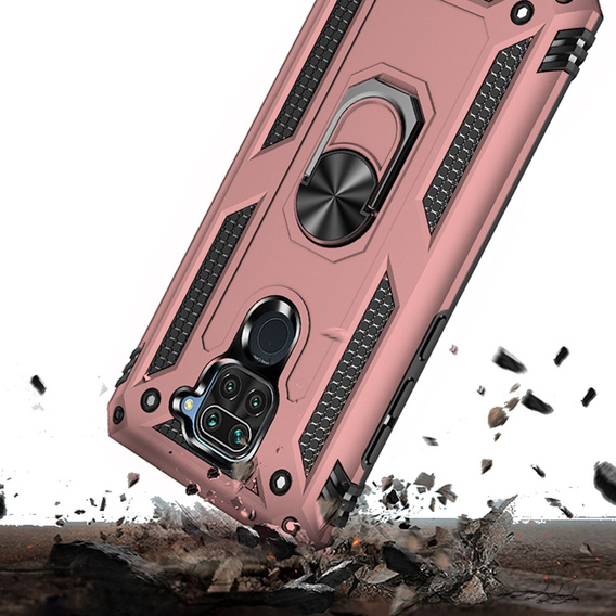 θωρακισμένη θήκη για Xiaomi Redmi Note 9, Nox Case Ring, ροζ rose gold