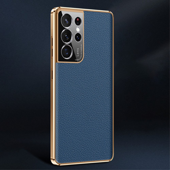 Θήκη για Samsung Galaxy S23 Ultra, Cowhide Leather, σκούρο μπλε