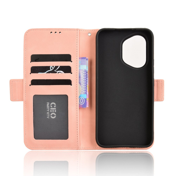Θήκη με πτερύγιο για Honor 400 5G, Card Slot, ροζ
