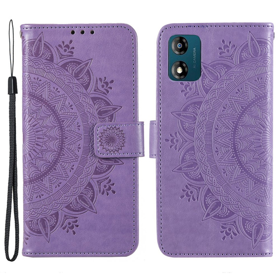 Θήκη με πτερύγιο για Motorola Moto E13, Mandala Flower, μωβ