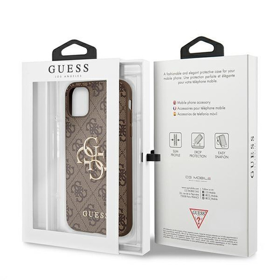 GUESS Θήκη για iPhone 11, 4G Big Metal Logo, καφέ