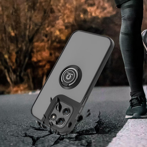 Θήκη για Motorola Moto G15 / Motorola Moto G15 Power, Frosted Ring, μαύρη